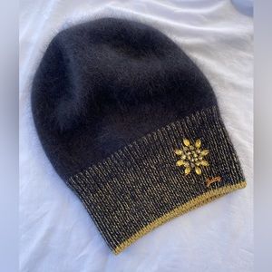 Juicy Couture Black & Gold Angora Beanie